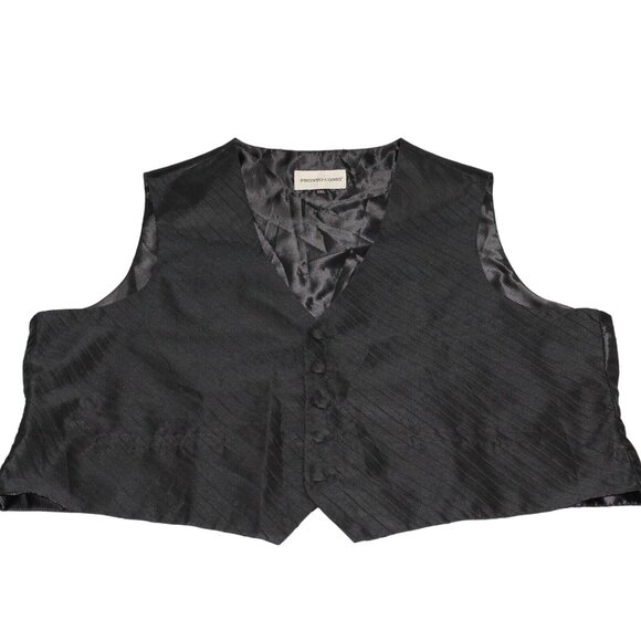 Pronto Uomo 2XL Black Gray Vest Waist Coat Striped Formal Wedding Prom 5 Button - Picture 4 of 12